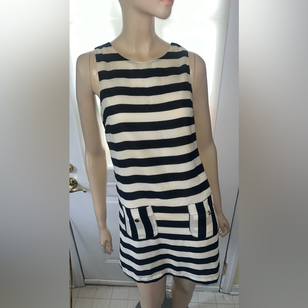 Slim Black and White Striped Dress